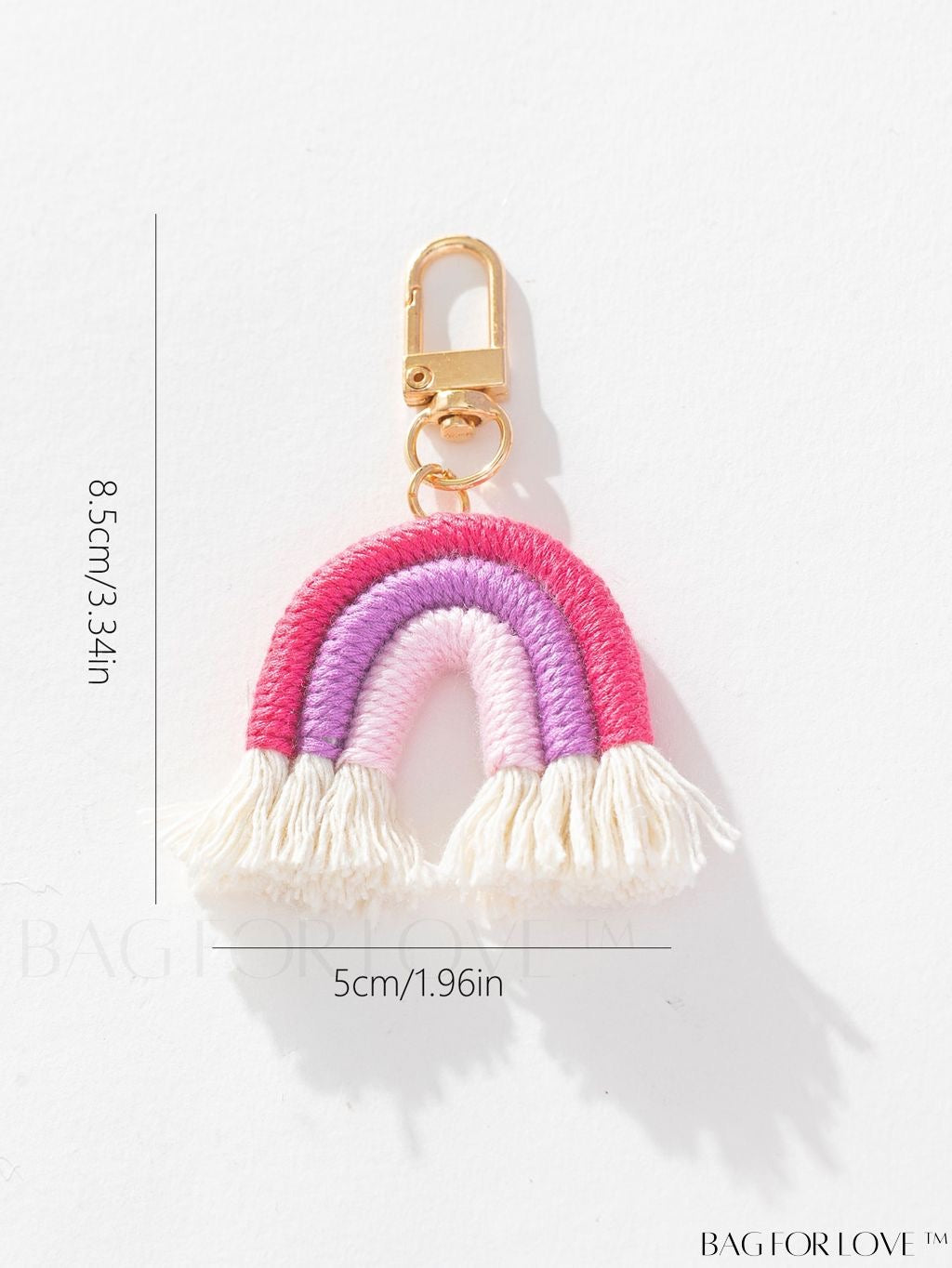 Handmade Macrame Pink Rainbow Keychain