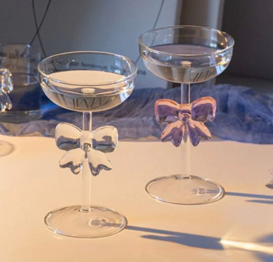 Exquisite Pink Bow Coupe Wine Glass