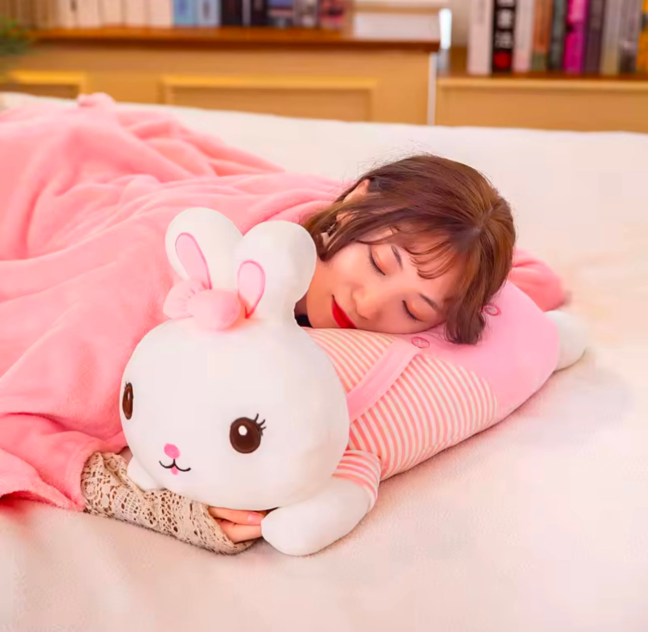 Plush Soft Stuffed Pillow with AC Blanket Inside