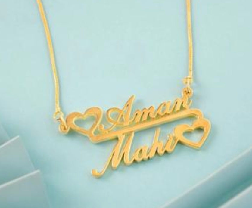 Couple Name / Double Name Personalised Gold Plated Pendant