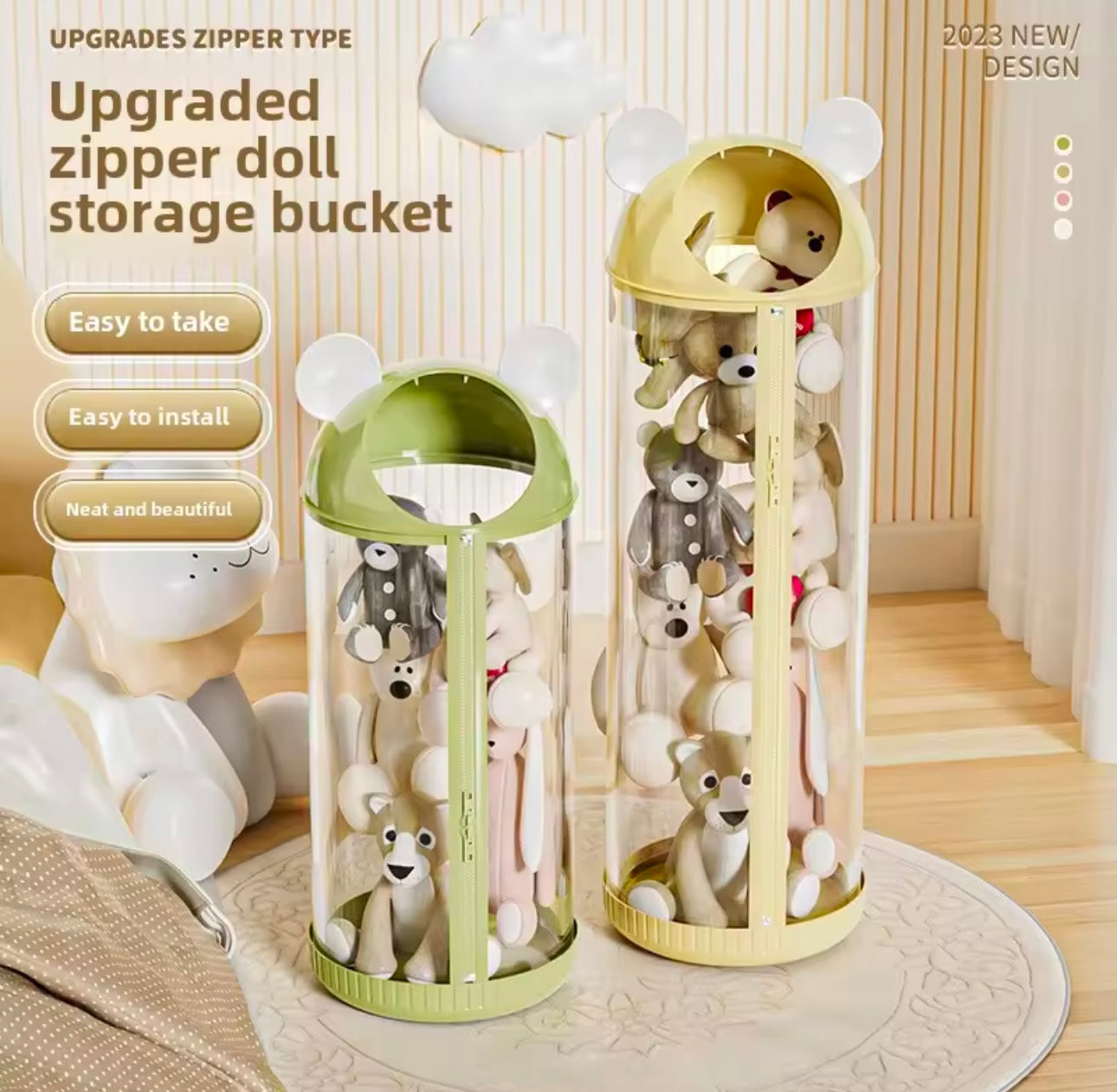 Multipurpose Stuffed Toys Transparent Storage Organiser Bucket