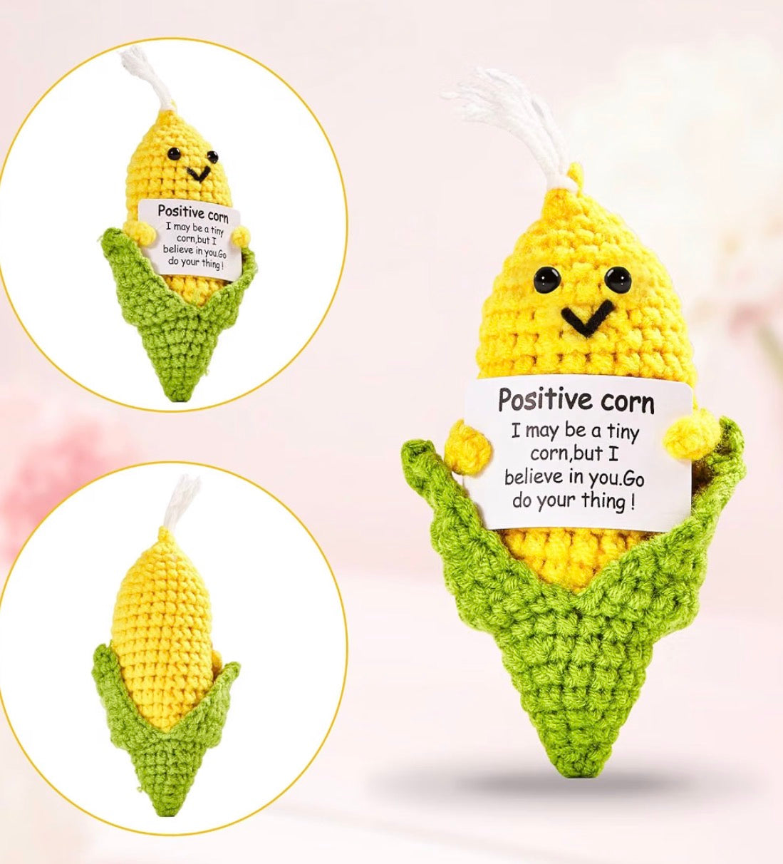 Adorable Smiling Crochet Keychains with Message