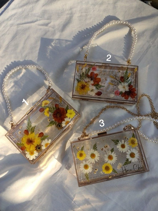 Sling Bag with Real Pressed Flowers