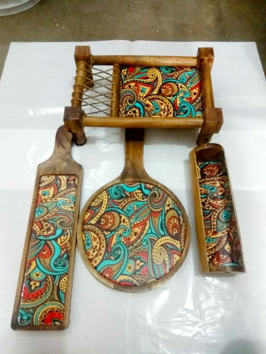 Exclusive Handmade Wooden Platters Gift Set of 4