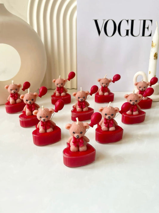 Red Heart Teddy Candles for Bulk Gifting