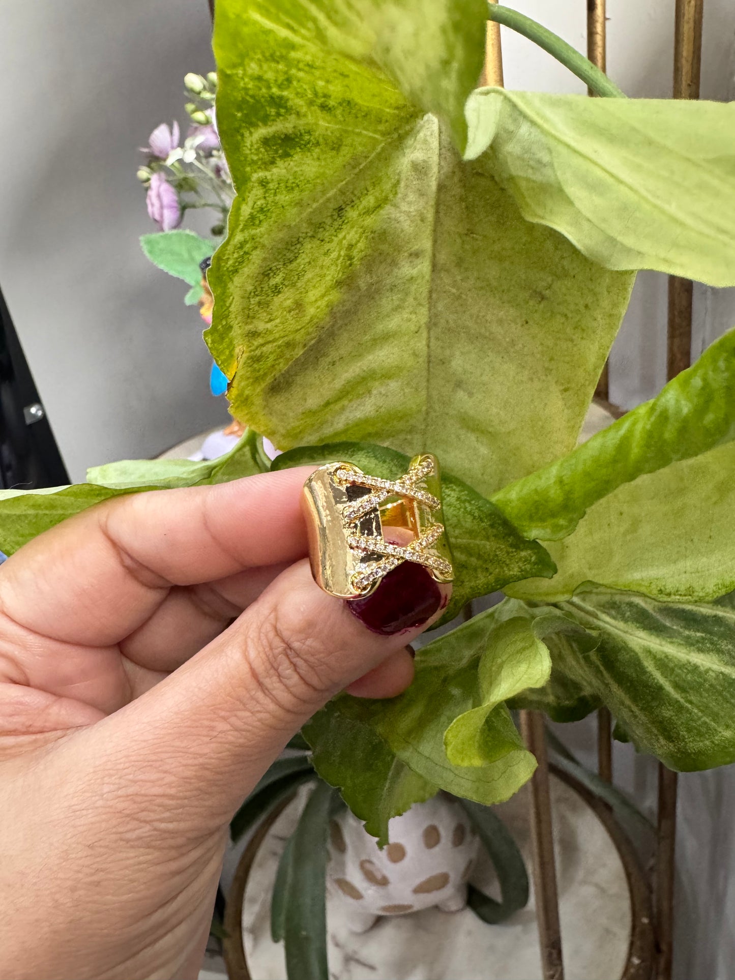 Elegant Gold Plated Corset Design Ring