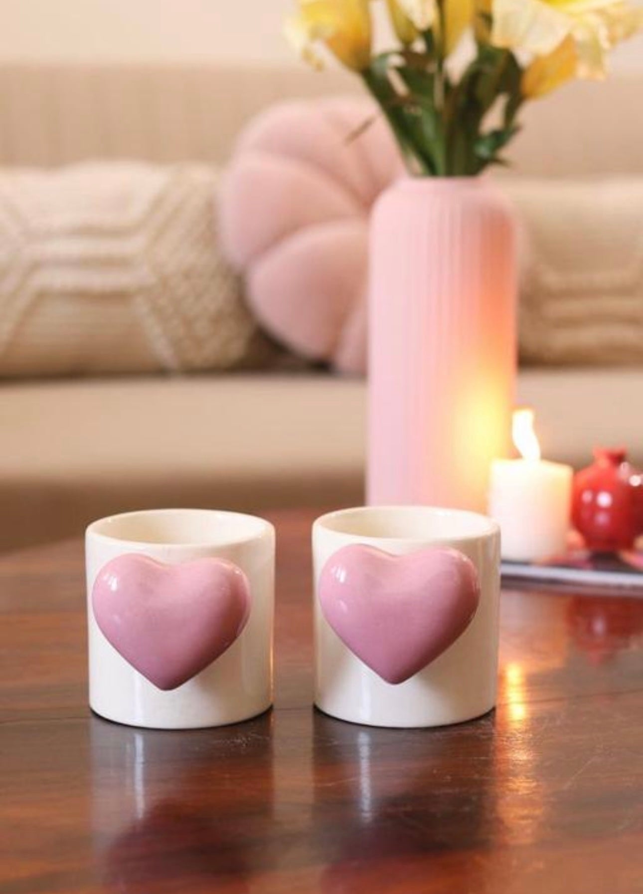 Trending 3D Pink Heart Handle Mug