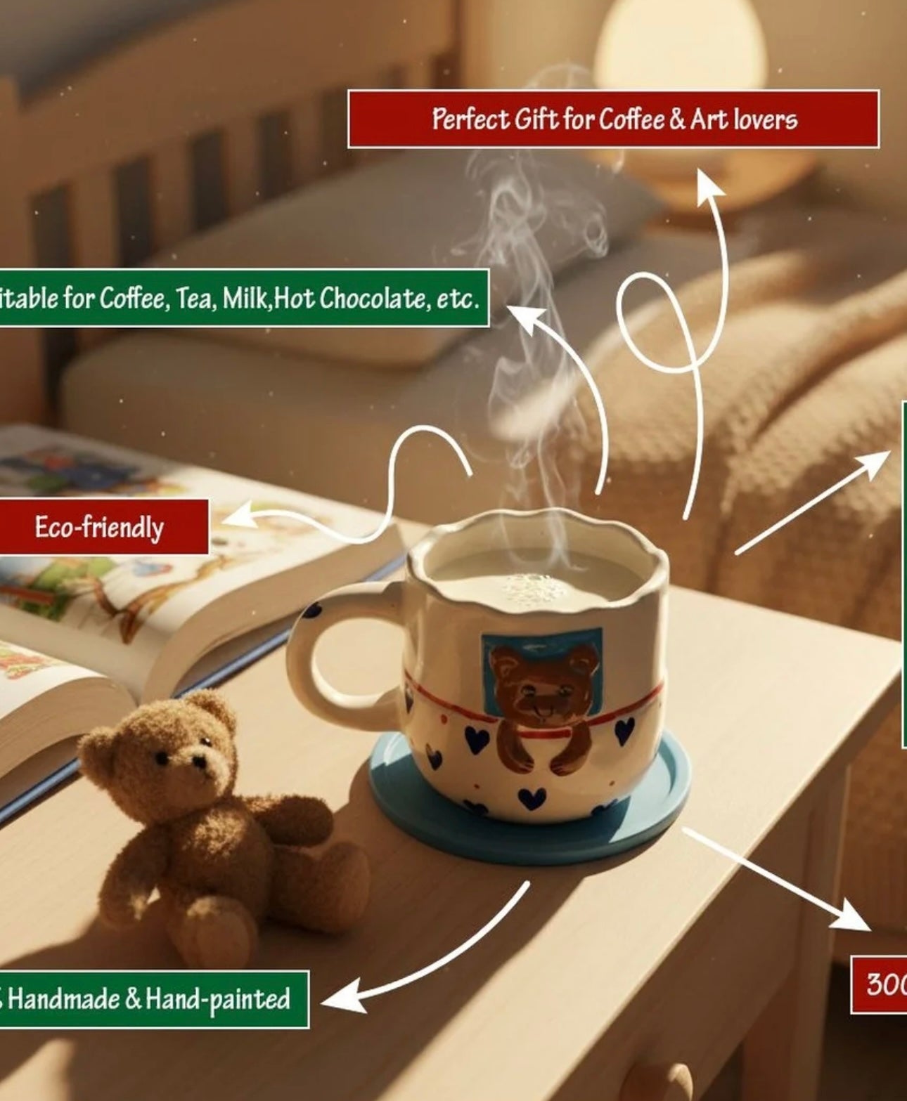 Cute Sleeping Teddy Mug & Saucer Set