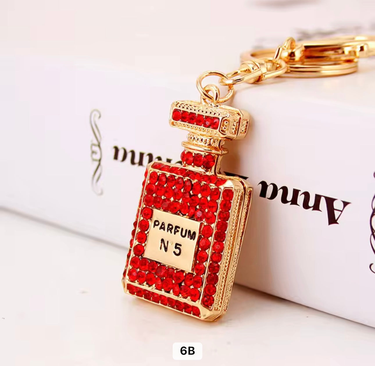 Perfume Shape Metal Rhinestones Keychain