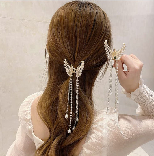 Korean Style Butterfly Metal Long Hairclip / Clutcher