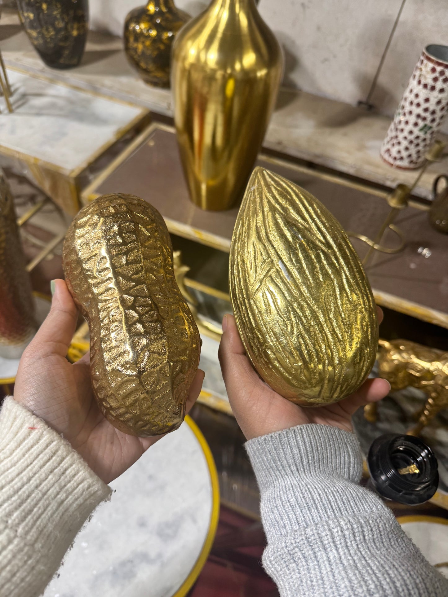 Luxe Gold Decorative Multipurpose Almond Shape Trinket Tray