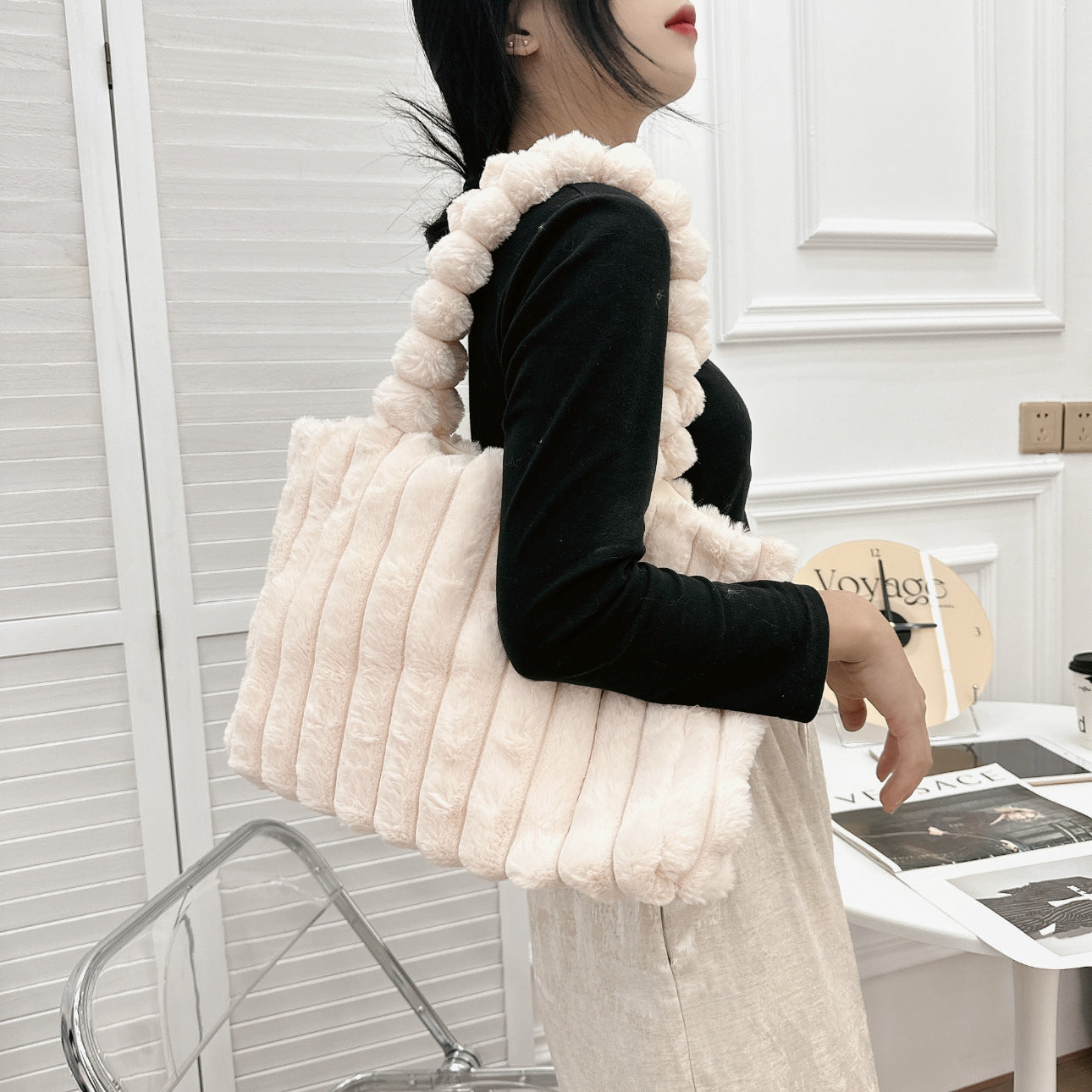 Plush Patterned Fur Bag