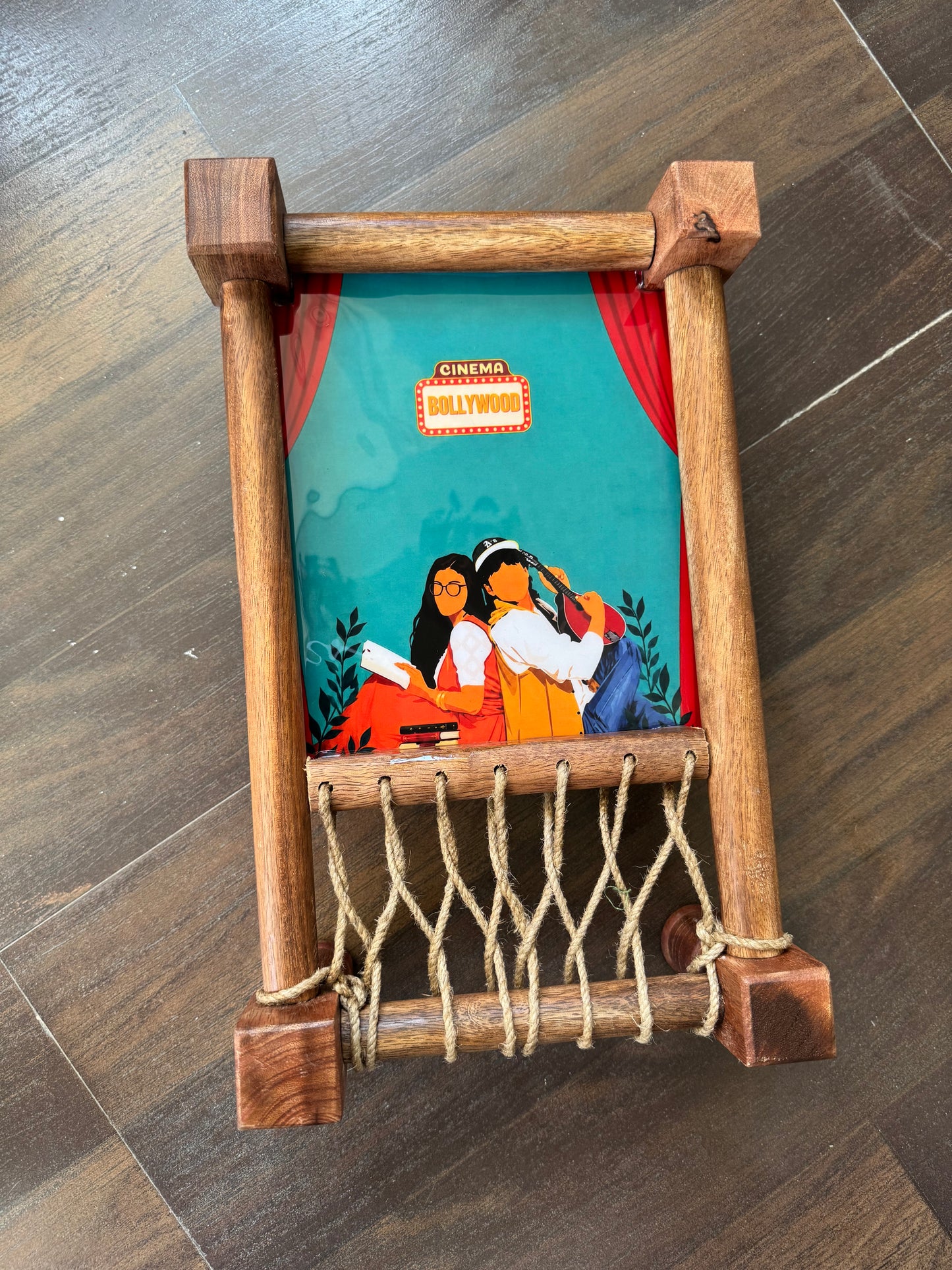 Aesthetic “DDLJ” Print Wooden Khatiya Tray/ Khaat Tray / Khaat Platter / Khatiya Platter / Cot Tray