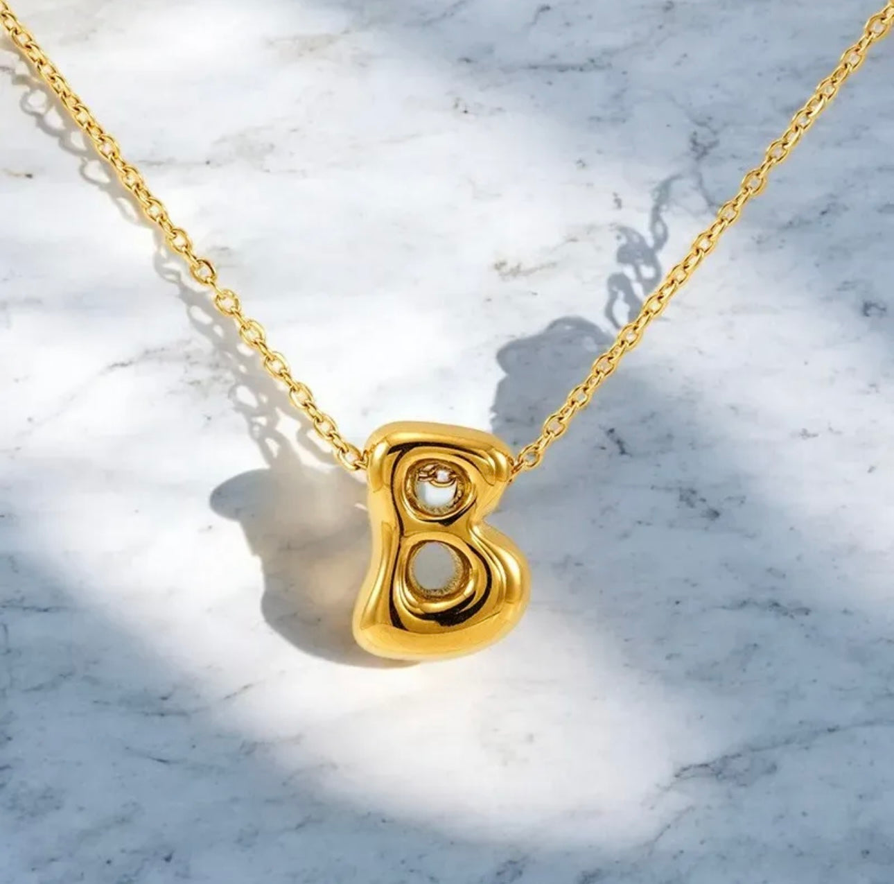 18k Gold Plated Balloon Letter Initial Alphabet Bubble Necklace