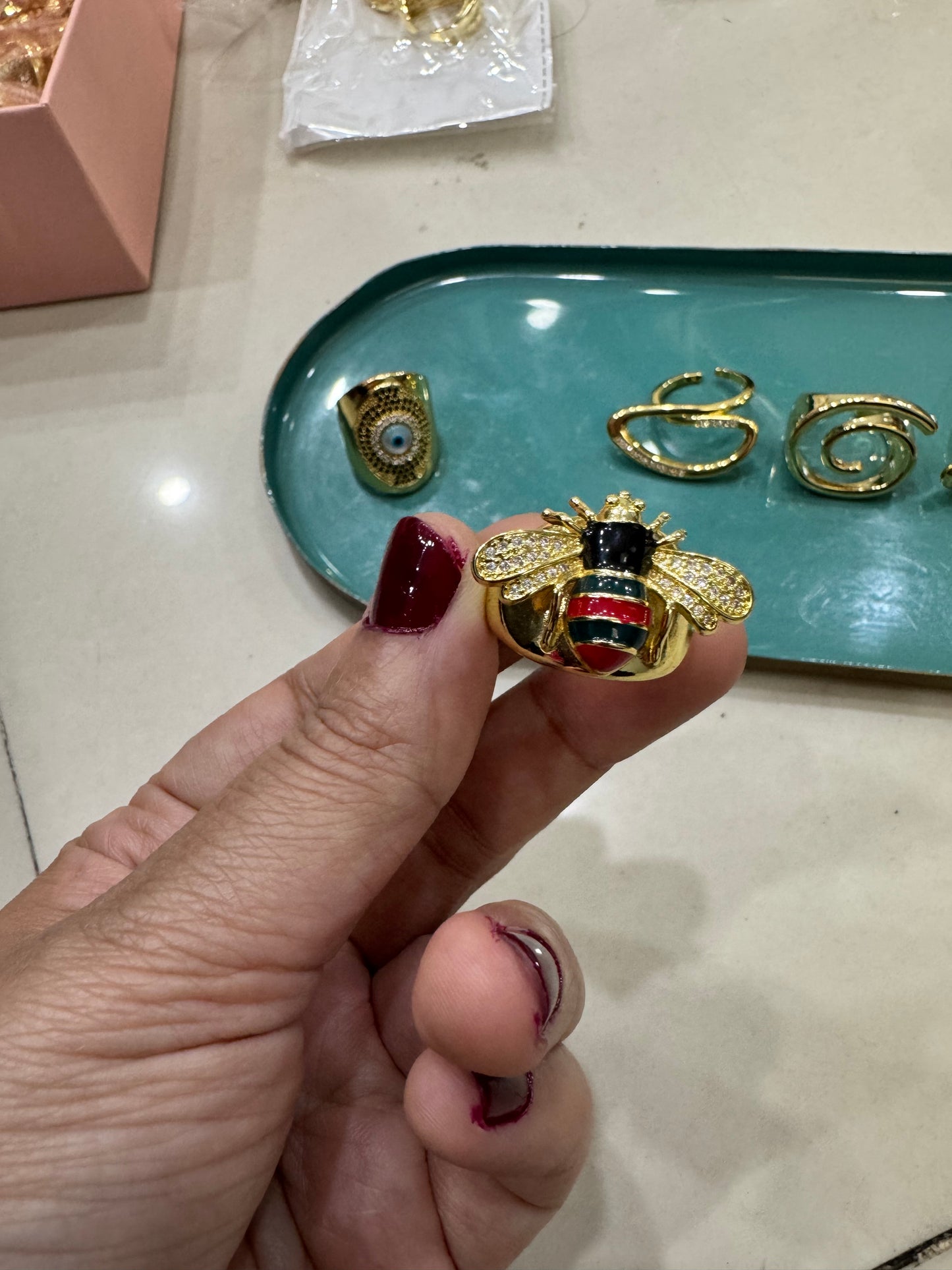 Gold Plated Anti Tarnish Bee Motif Ring