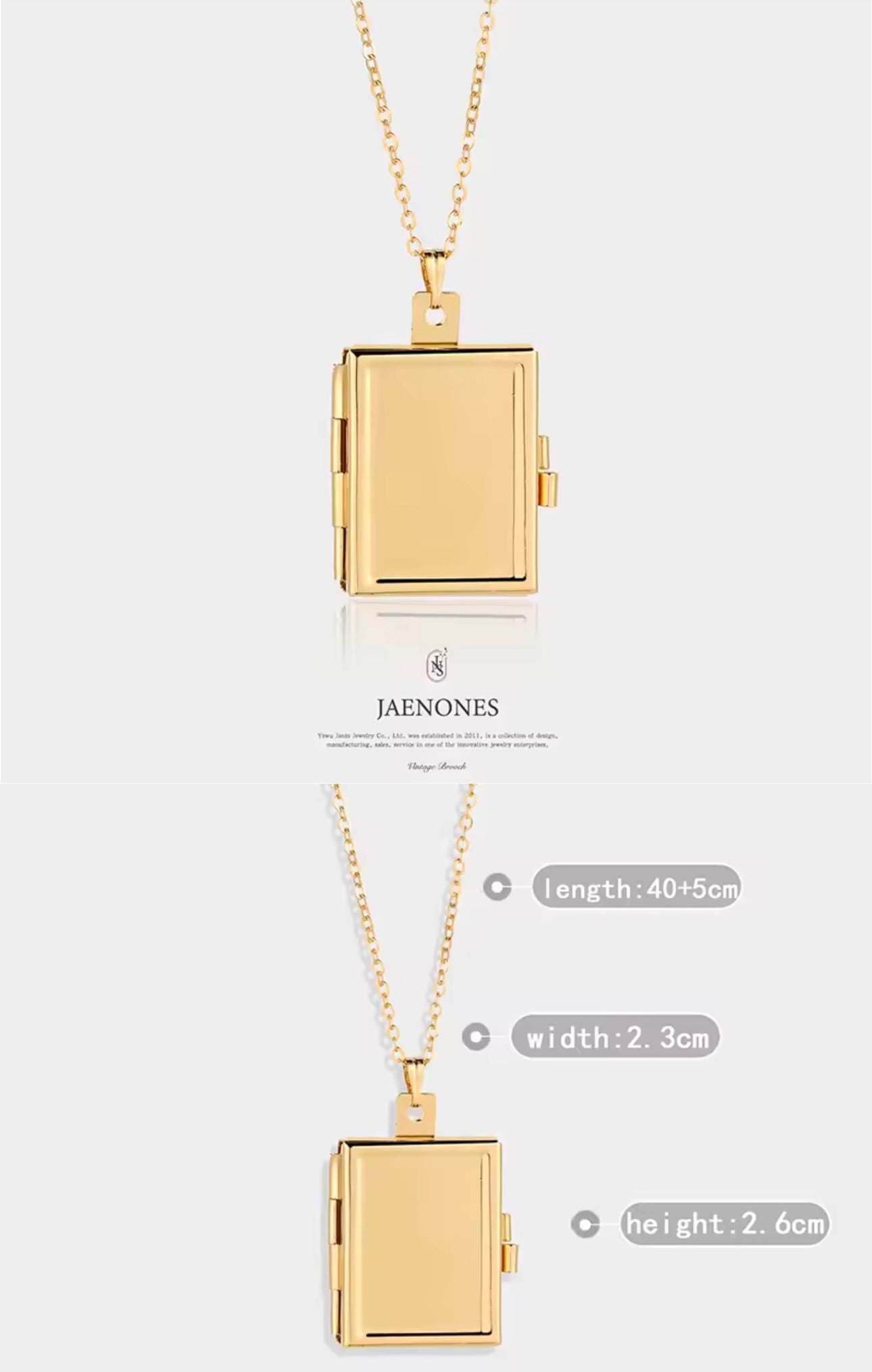 Premium Square Photo Frame Locket 18K Gold Plated