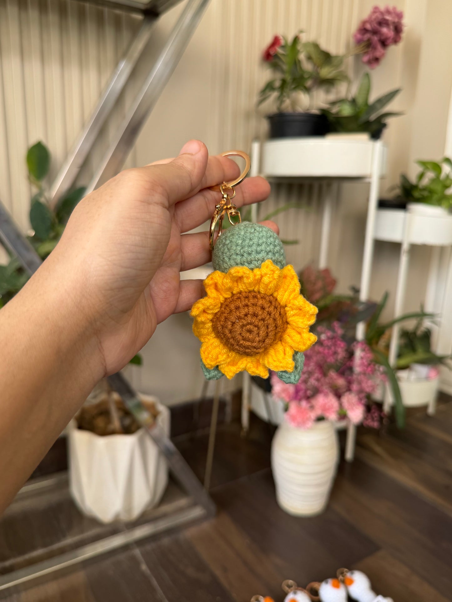 Adorable Smiling Crochet Keychains with Message