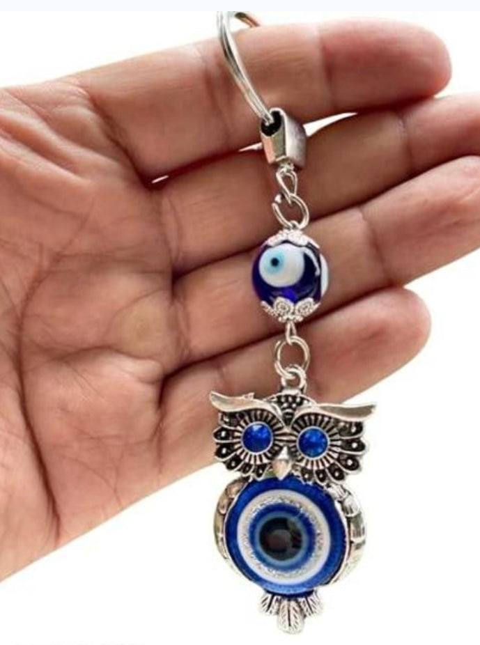 Owl Shape Evil Eye Keychain