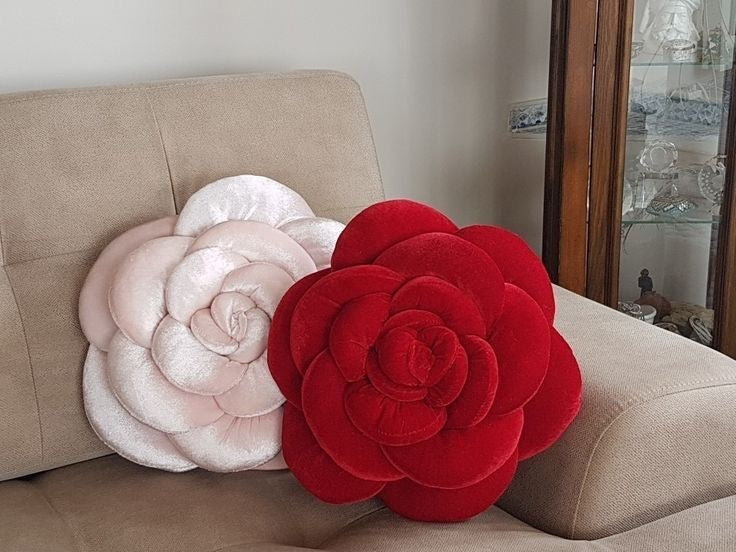 Plush Velvet Rose Pillows - Set of 2