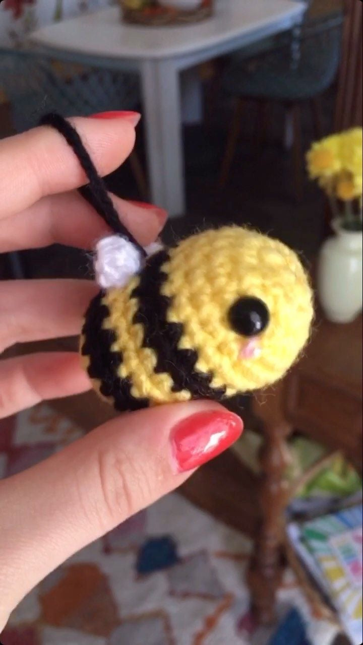 Adorable Crochet Bee Keychain