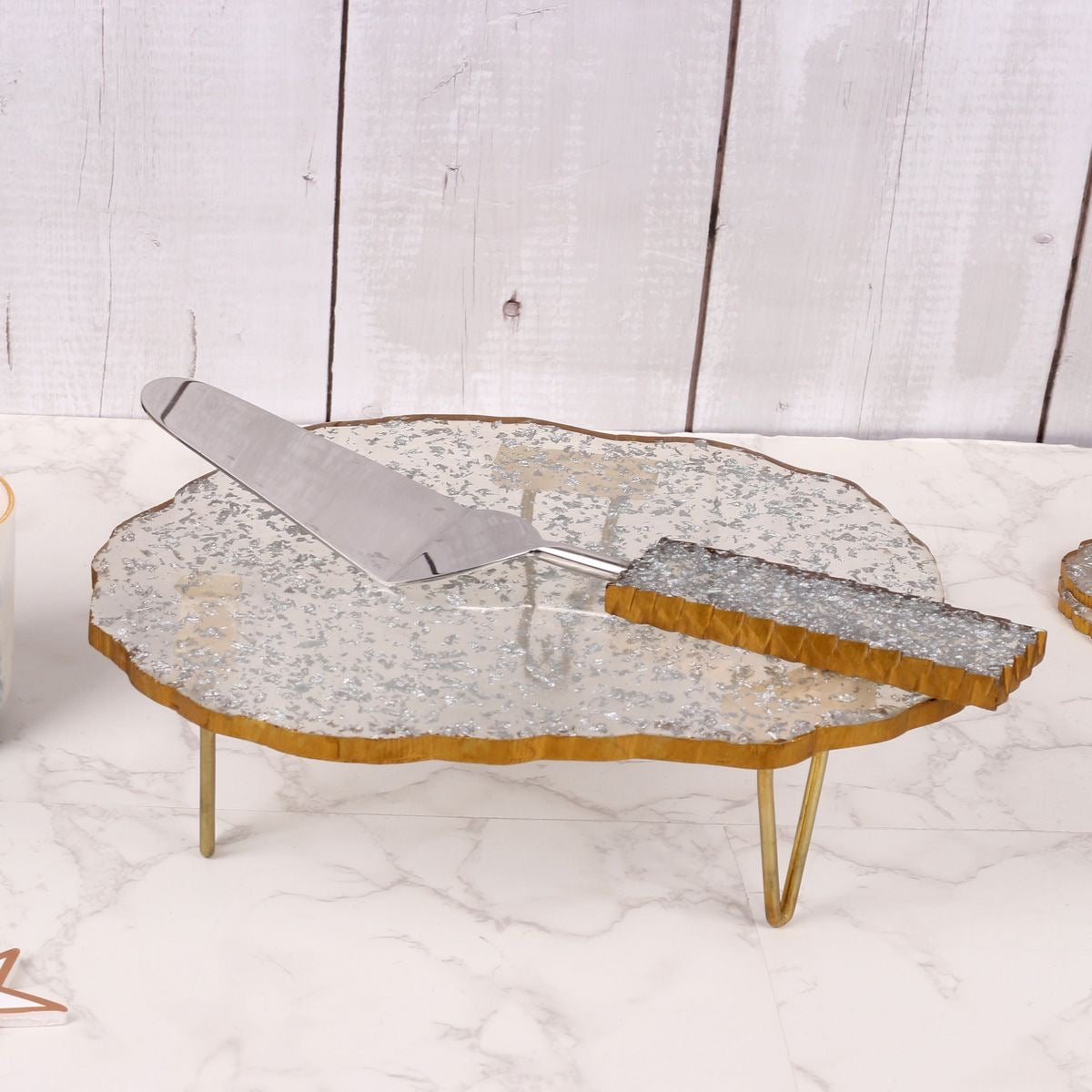 Cake Stand with Metal Accent