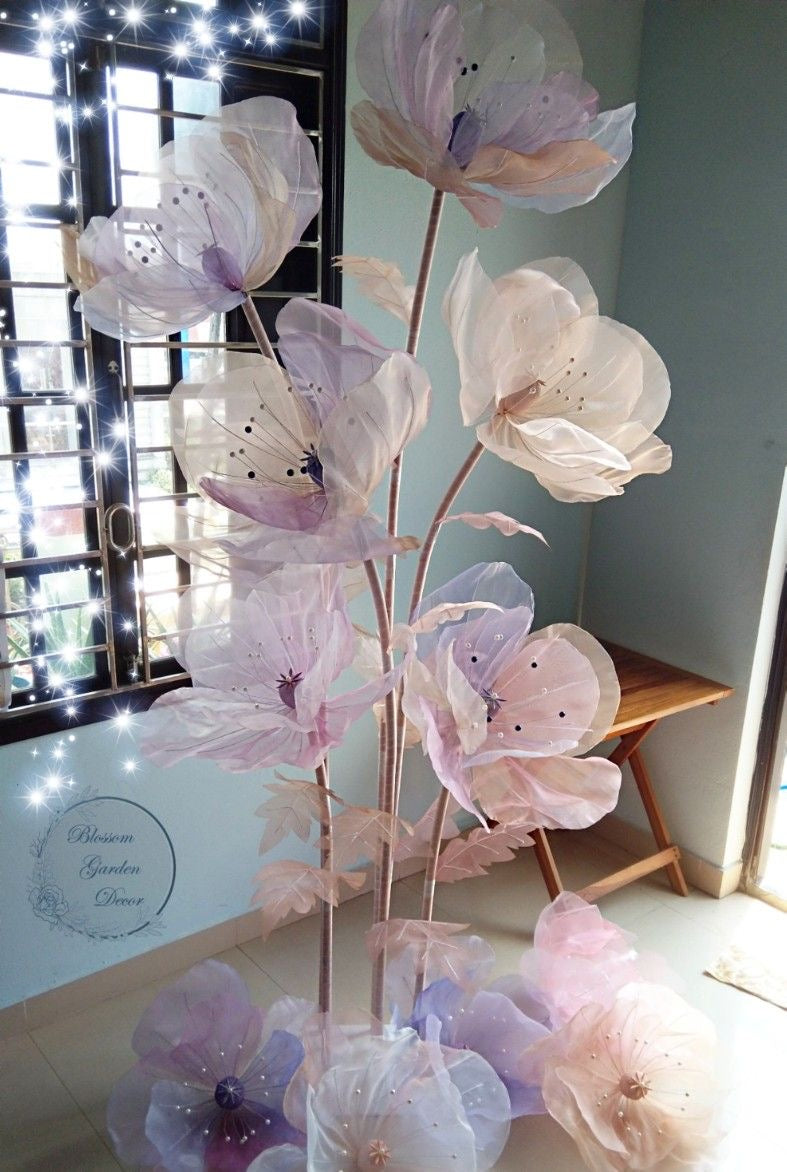 Organza Fabric Flowers with Stand