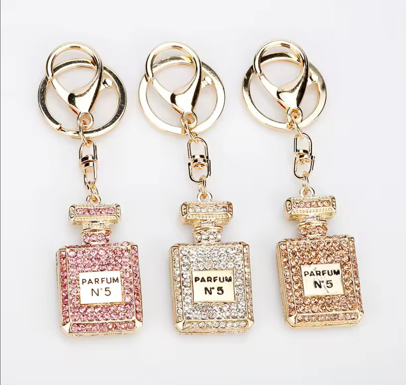 Perfume Shape Metal Rhinestones Keychain