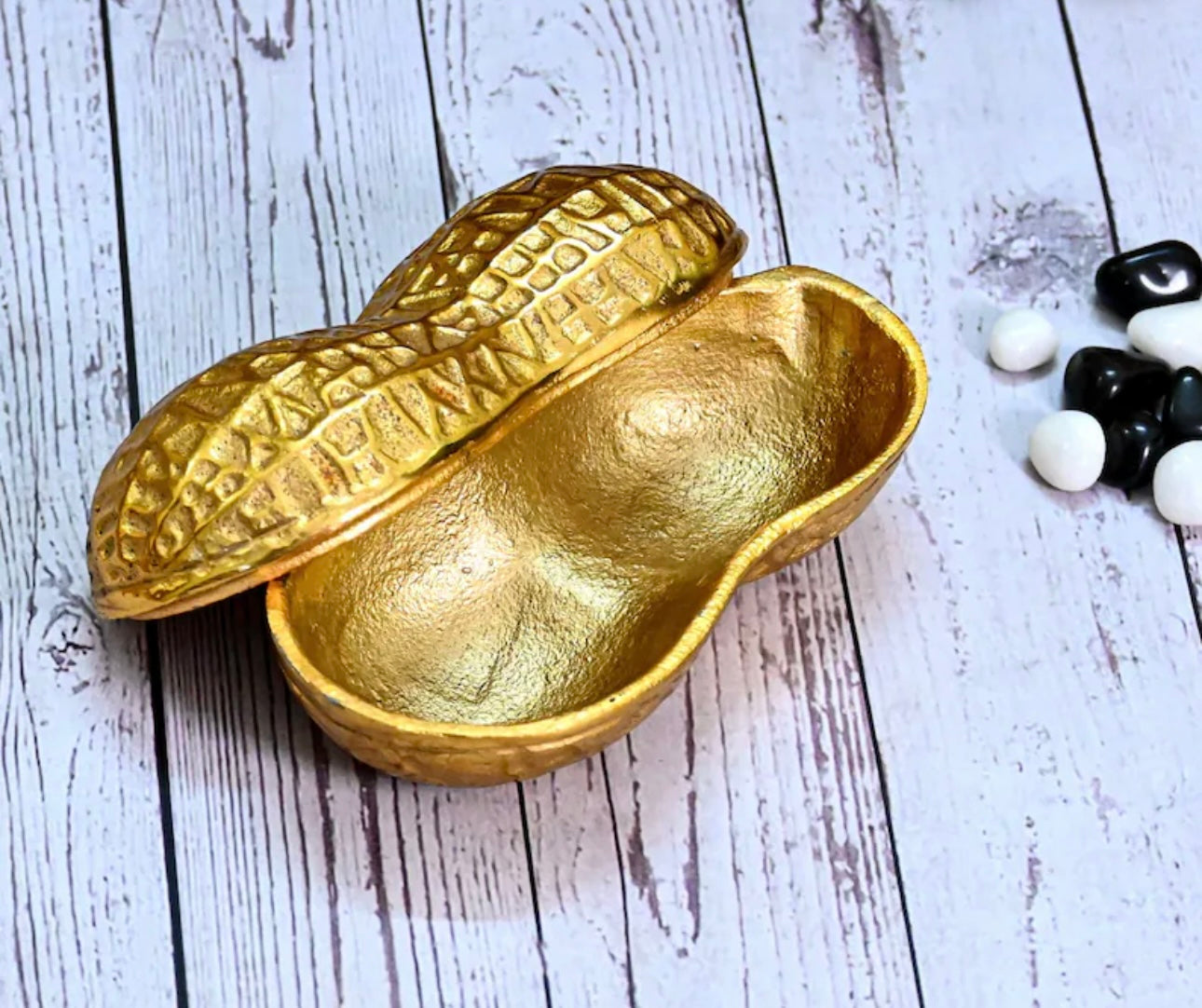 Luxe Gold Decorative Multipurpose Peanut Shape Trinket Tray