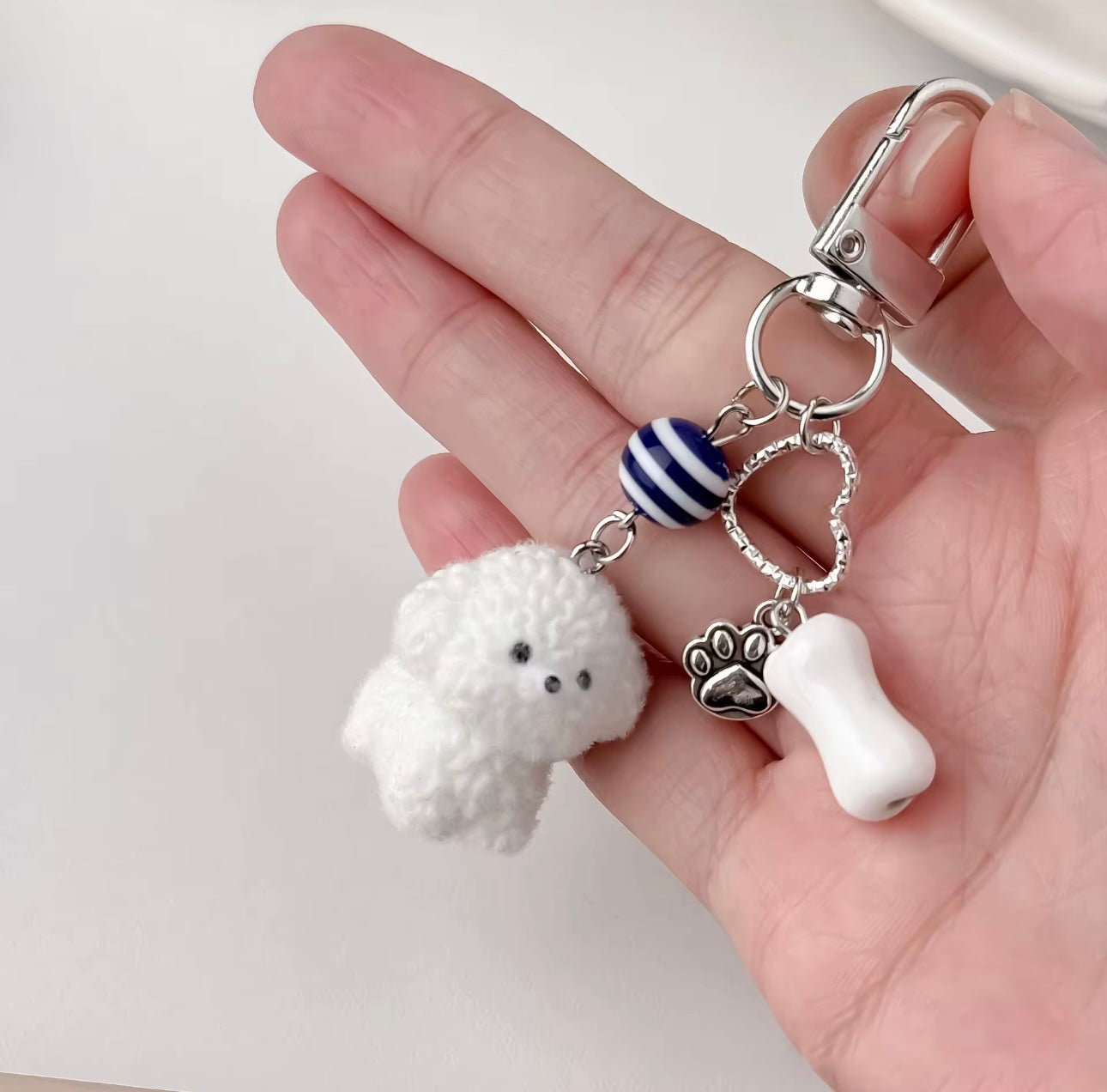 Adorable Soft Cute Plushy Dog Keychain / Stuffed Animal Keychain