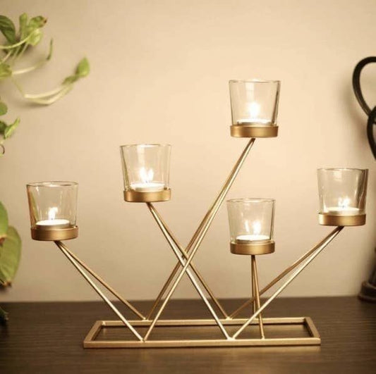 Elegant Gold Metal Candle Stand