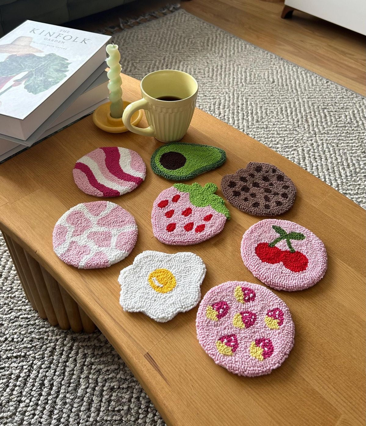 Exclusive Quirky Handmade Punch Needle Mug Rugs / Coasters