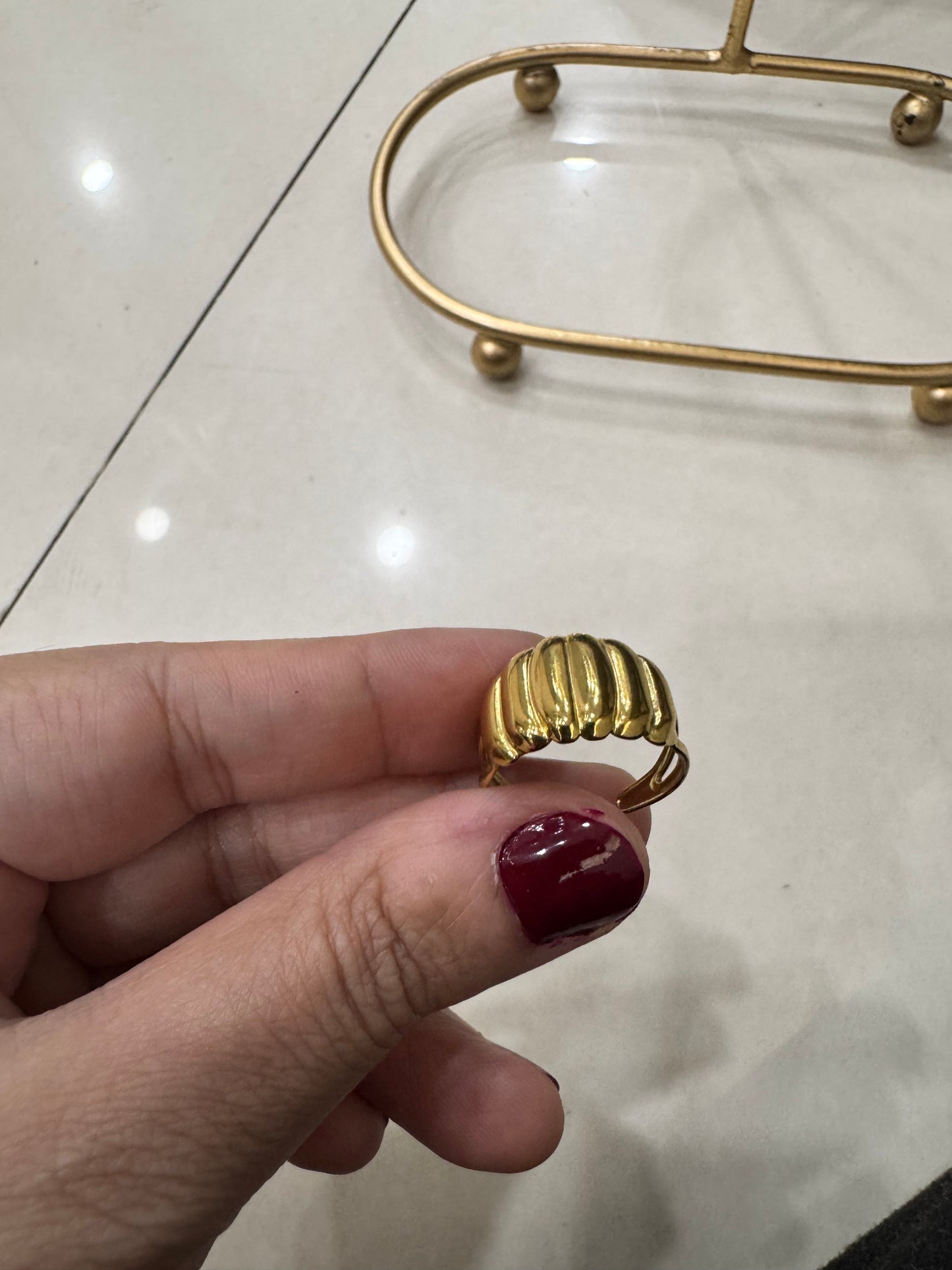 Gold Plated Twisted Dome Ring
