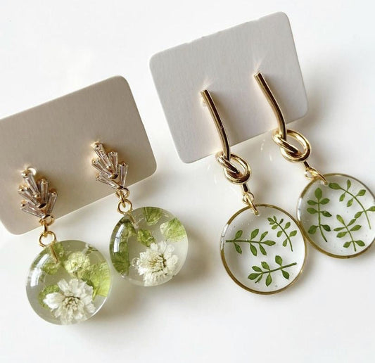 Earrings with Real Pressed Flowers