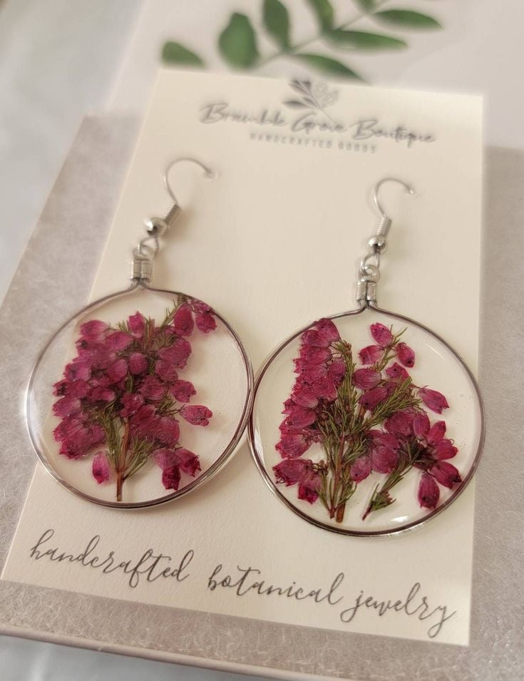 Earrings with Real Pressed Flowers