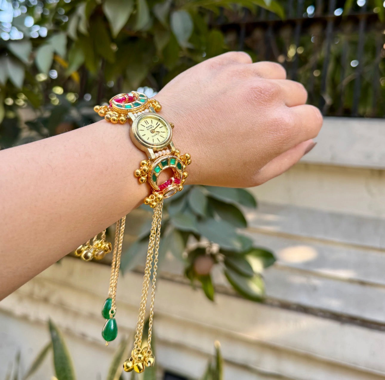 Trending Viral Kundan Ghungroo Kashmiri Watch/Bracelet