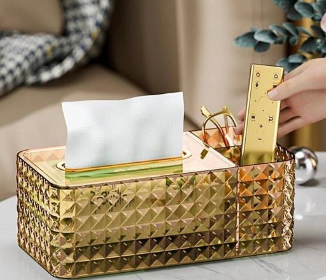 Luxury Multifunctional Acrylic Tissue Box with Compartments