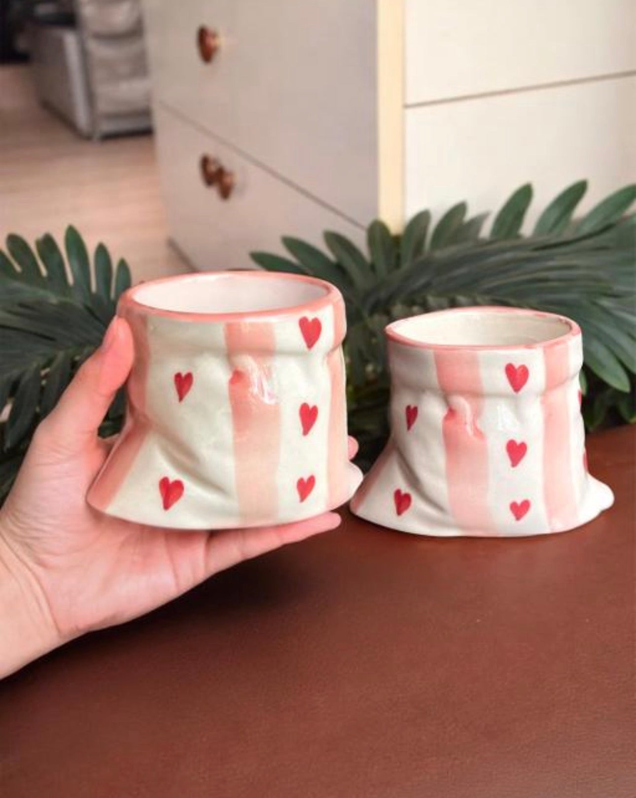 Cute Heart Print Couch Mug / Sack shape Mug