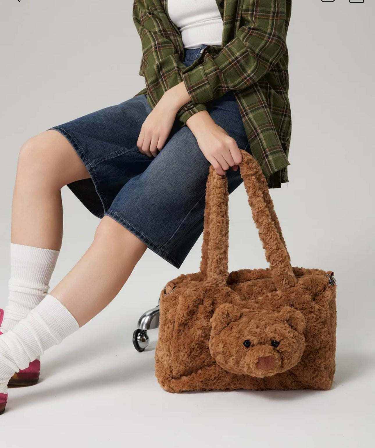 Plush Brown Teddy Fur Bag