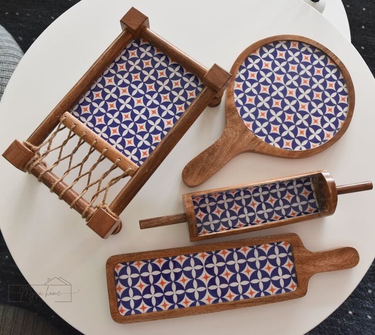 Exclusive Handmade Wooden Platters Gift Set of 4