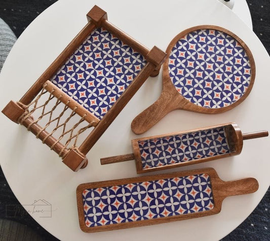 Exclusive Handmade Wooden Platters Gift Set of 4
