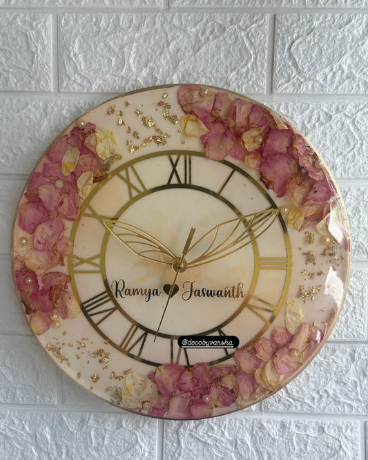 Personalised Real Flowers Preserved Wall Clock