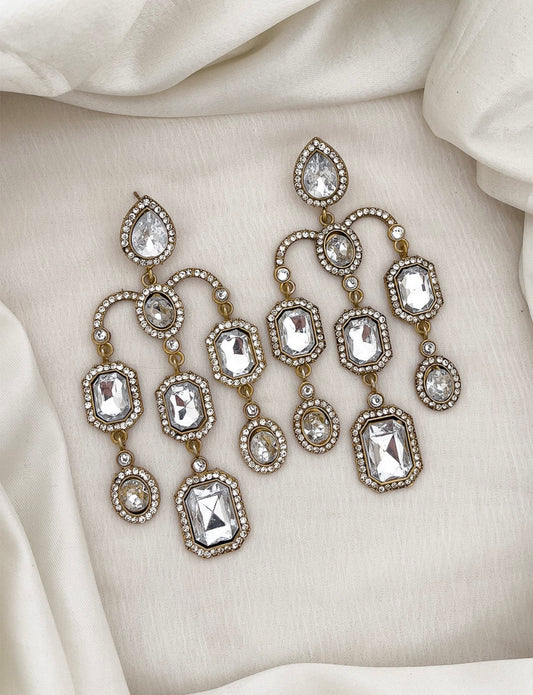 Large Kundan Branches Drop Earrings