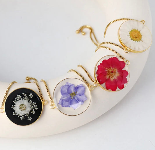 Bracelets with Real Pressed Flowers