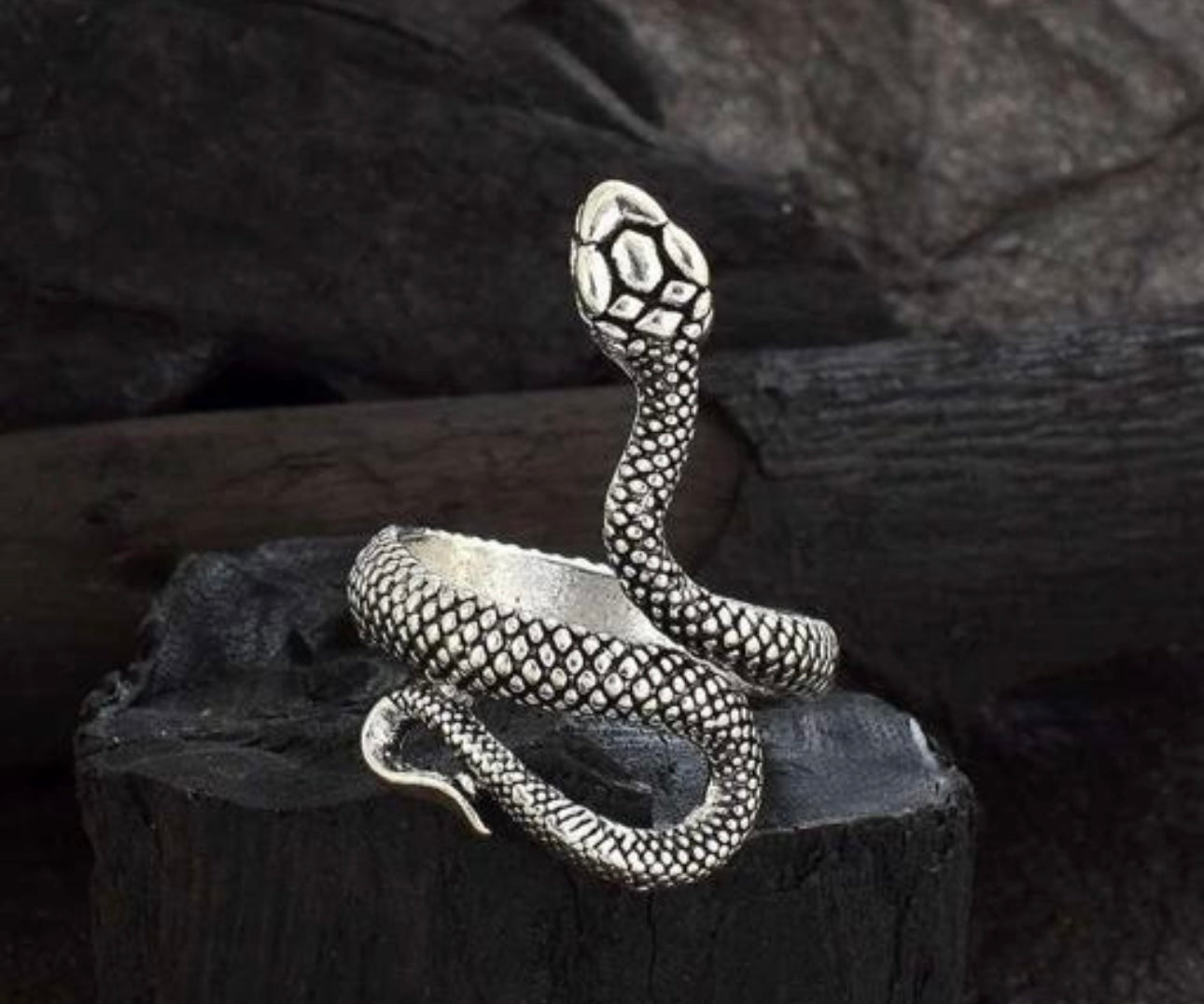 Oxidised Snake Ring