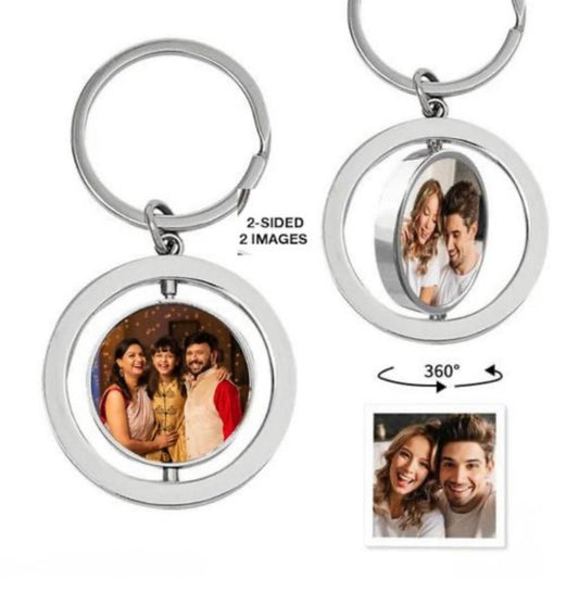 Personalised Rotating Double-Sided Photo Keychain