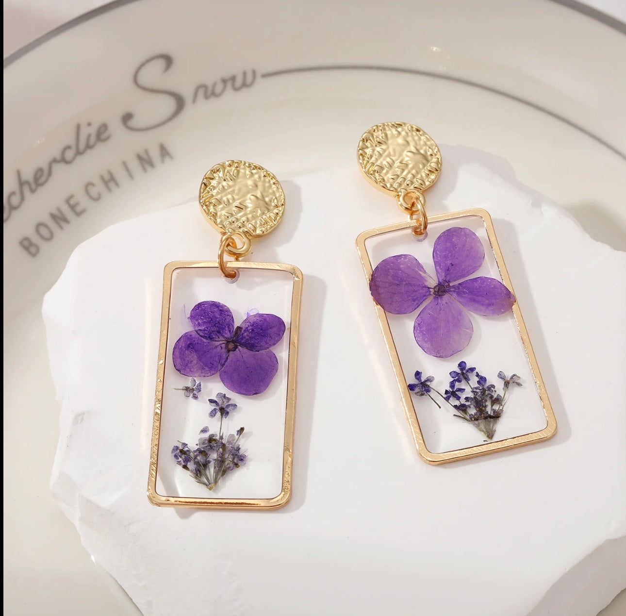 Earrings with Real Pressed Flowers