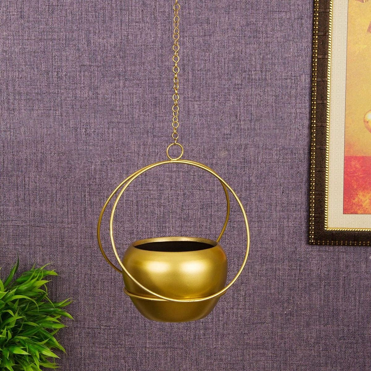 Hanging Gold Ball Planter