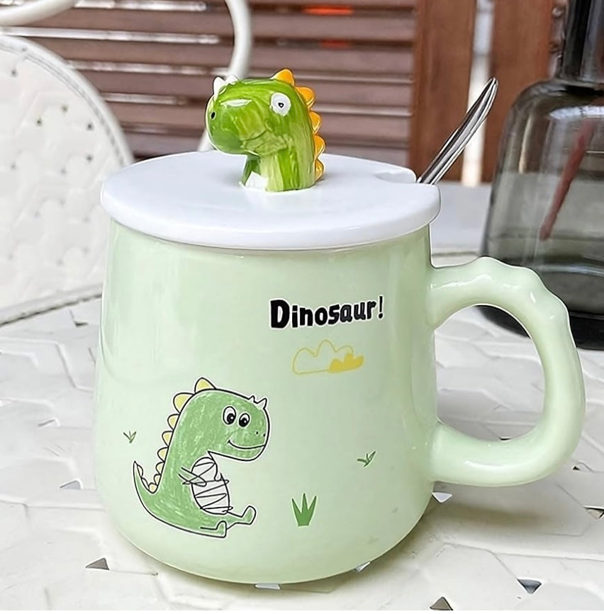 Dino Mug with Lid & Stirrer