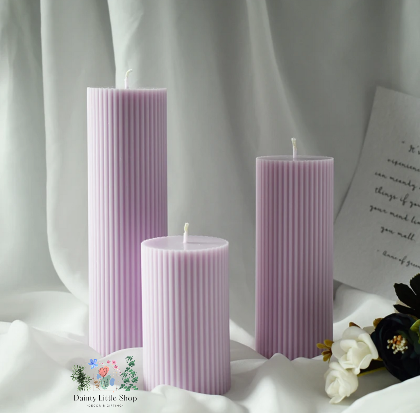 Ribbed Pillar Candles - Set of 3