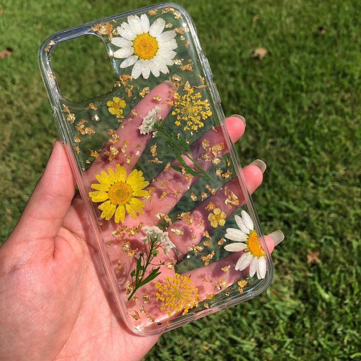 Floral Mobile Cover with Real Pressed Flowers